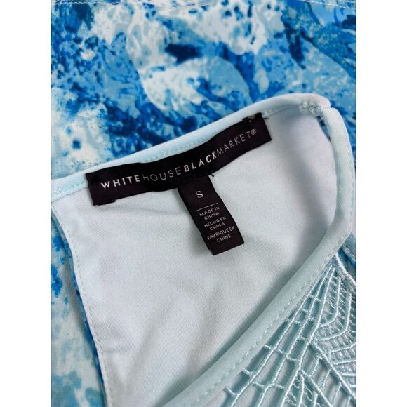 White House‎ Black Market women's small blue high neck crochet tank top blouse - Picture 7 of 8